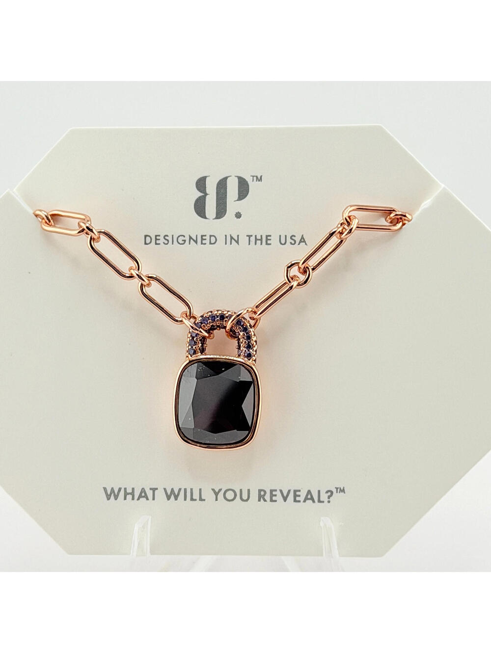 Bomb Party February Necklace "Glow Without Asking" Amethyst on Rose Gold LOCK